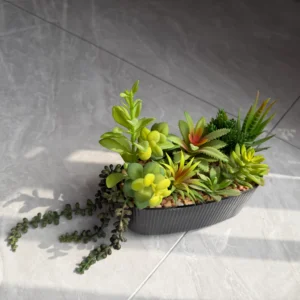 DR0109 (5) Planta Suculenta Pendente Artificial em Vaso de Cerâmica Simulada