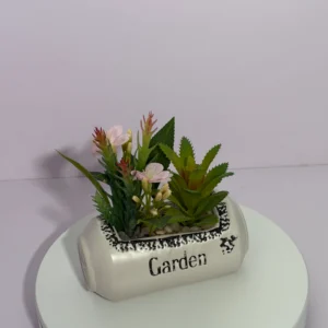 DR0113 (2) Suculenta Colar de Perola Artificial em Vaso Vintage "Garden"