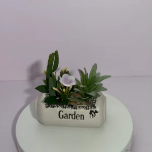 DR0114 (2) Suculenta Artificial Kit em Vaso Vintage "Garden"