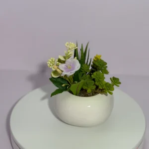 DR0130 (3) Arranjo de Suculentas com Flores Claras