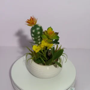 DR0132 (7) Cacto Artificial com Flor Amarela