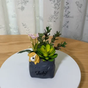 DR0142 (2) Arranjo de Suculentas Artificiais com Cãozinho