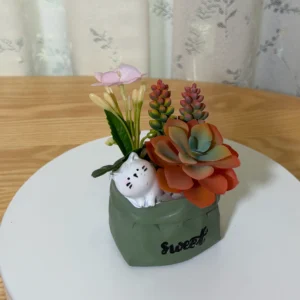 DR0143 (2)Arranjo de Suculentas Artificiais com Gatinho