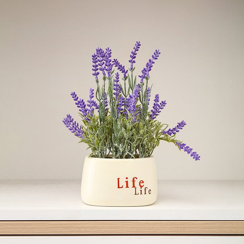 ZH0031 (1) profile - Planta artificial de lavanda em vaso de cerâmica Life