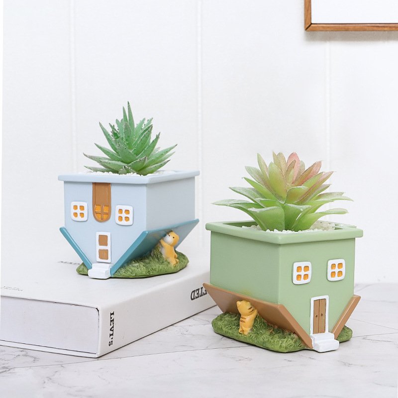 KT0034 (2) - Vasos Casas Inclinadas com Gatinhos