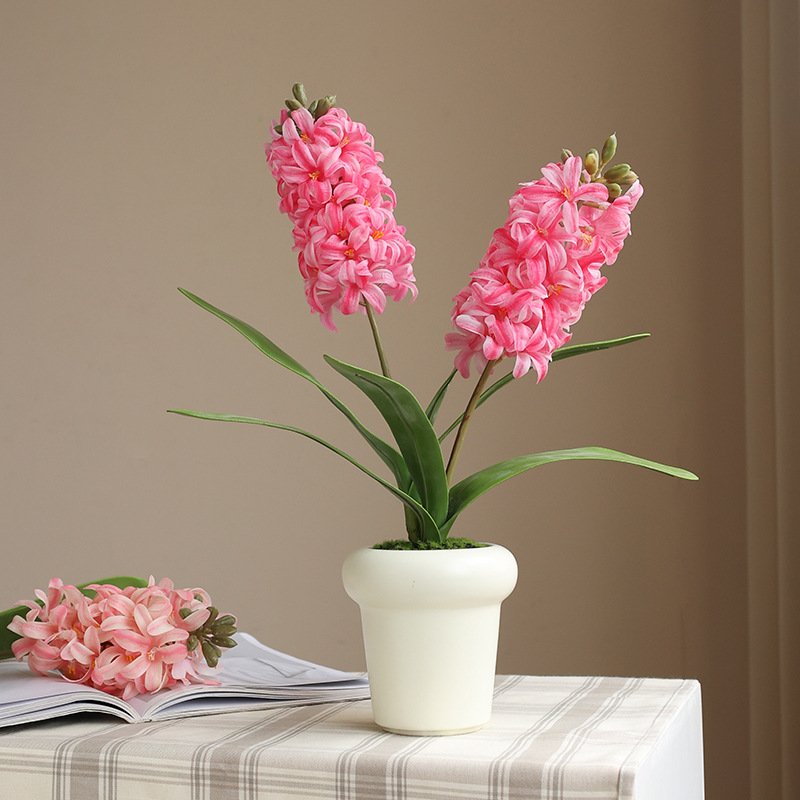 SE0001 (1)Jacinto Artificial com Vaso Branco