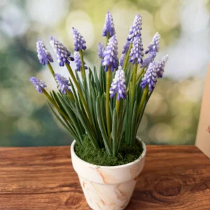 SE0010 (4) Jacinto Roxo Artificial em Vaso Mármore