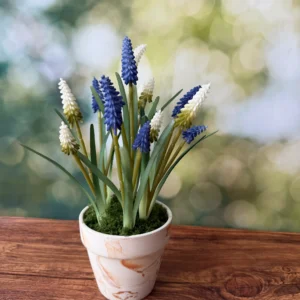 SE0012 (1) - Jacinto Branco e Azul Artificial em Vaso