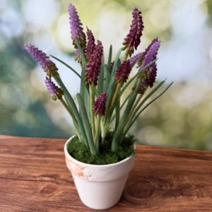 SE0013 (2) Lavanda Roxa Artificial em Vaso Branco