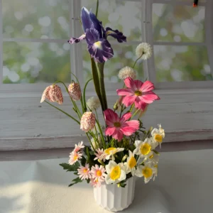 SE0028 (4) Íris Artificial em Vaso Branco